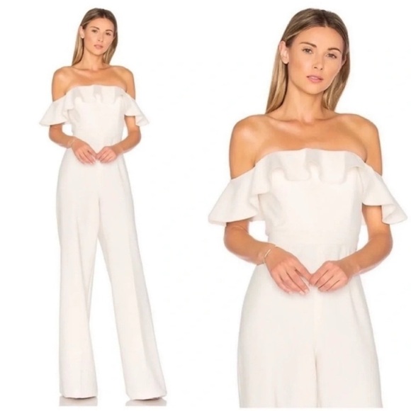 Jay Godfrey Biondi Off The Shoulder Ruffle Jumpsuit White NWT - Picture 1 of 8